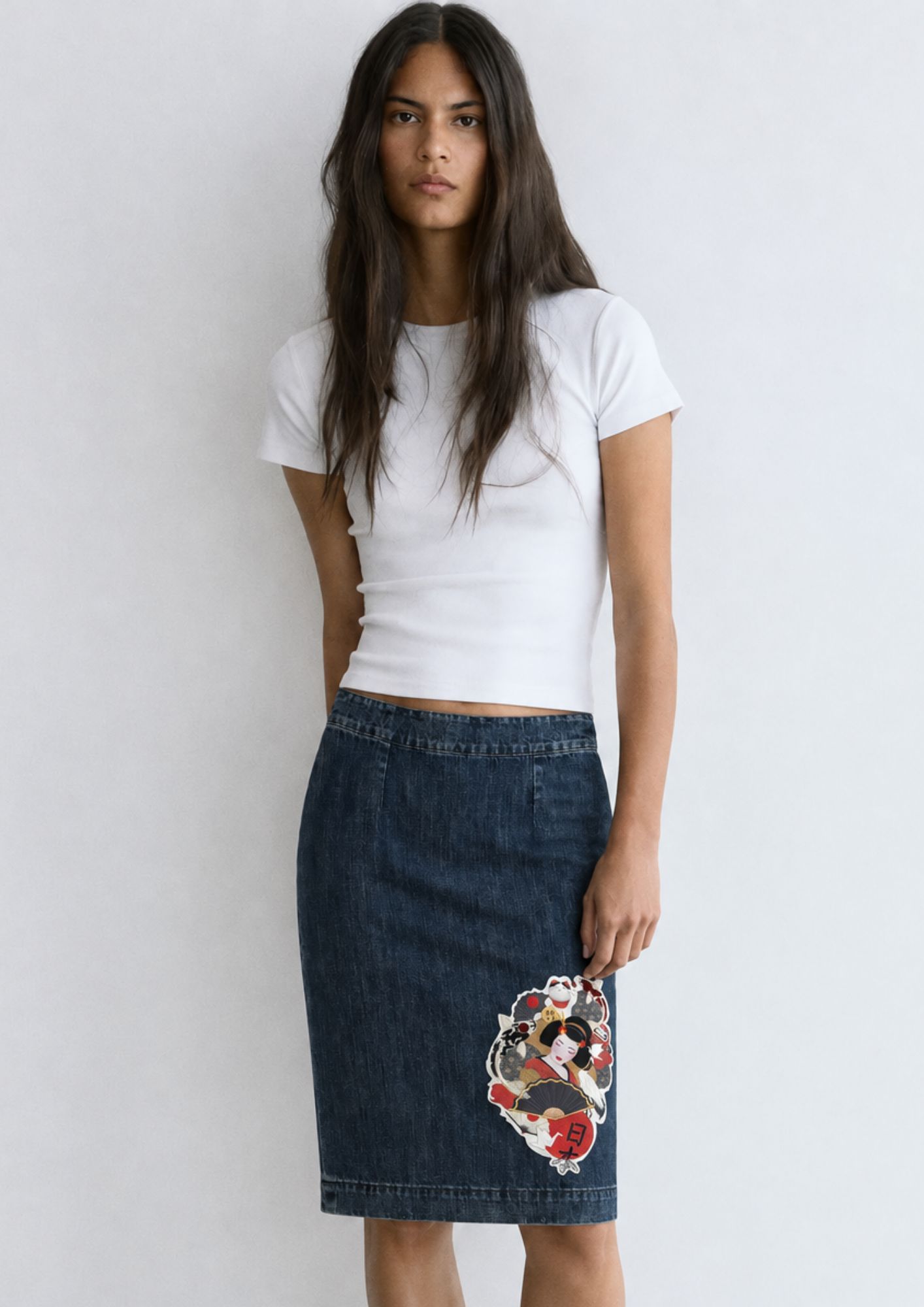 archetipi-Gonna midi denim 100% cotone